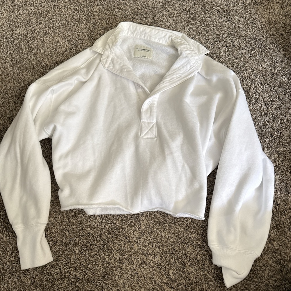 Abercrombie & Fitch White Polo Shirt Long Sleeve